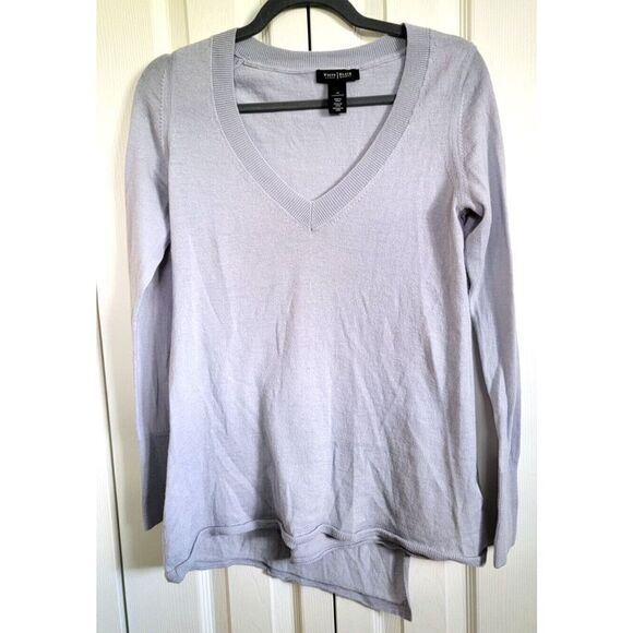 White House Black Market M Wool Blend Pullover Sweater Sz M Lavender Cross Back - Picture 1 of 7